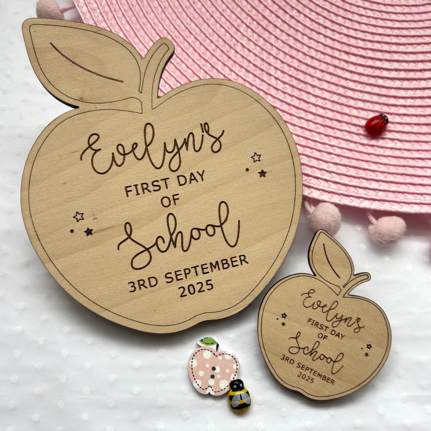 First Day of School Personalised Apple Badge
