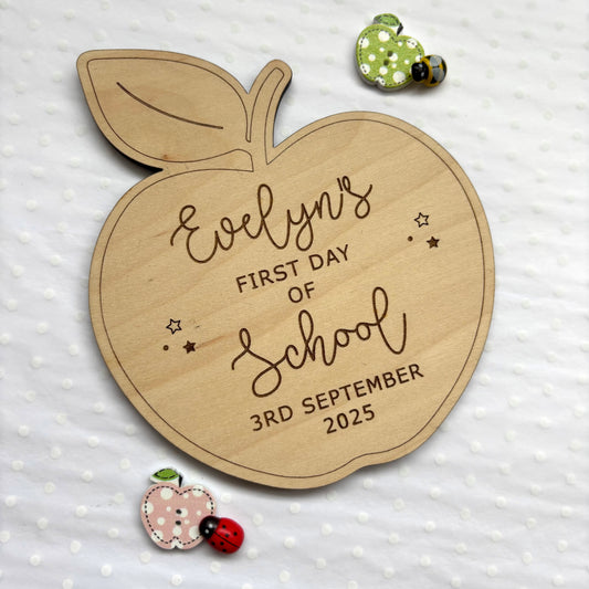 First Day of School Personalised Apple Plaque