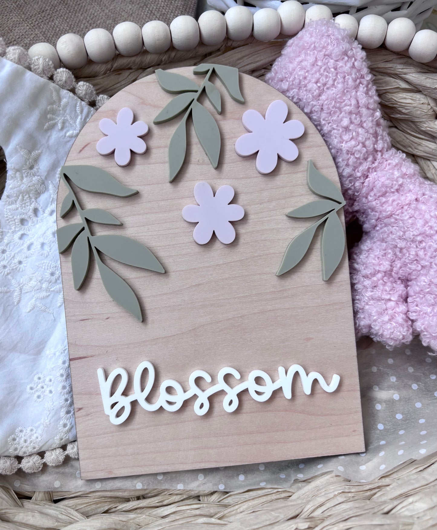 Blooom Floral Baby Name Announcement Plaque