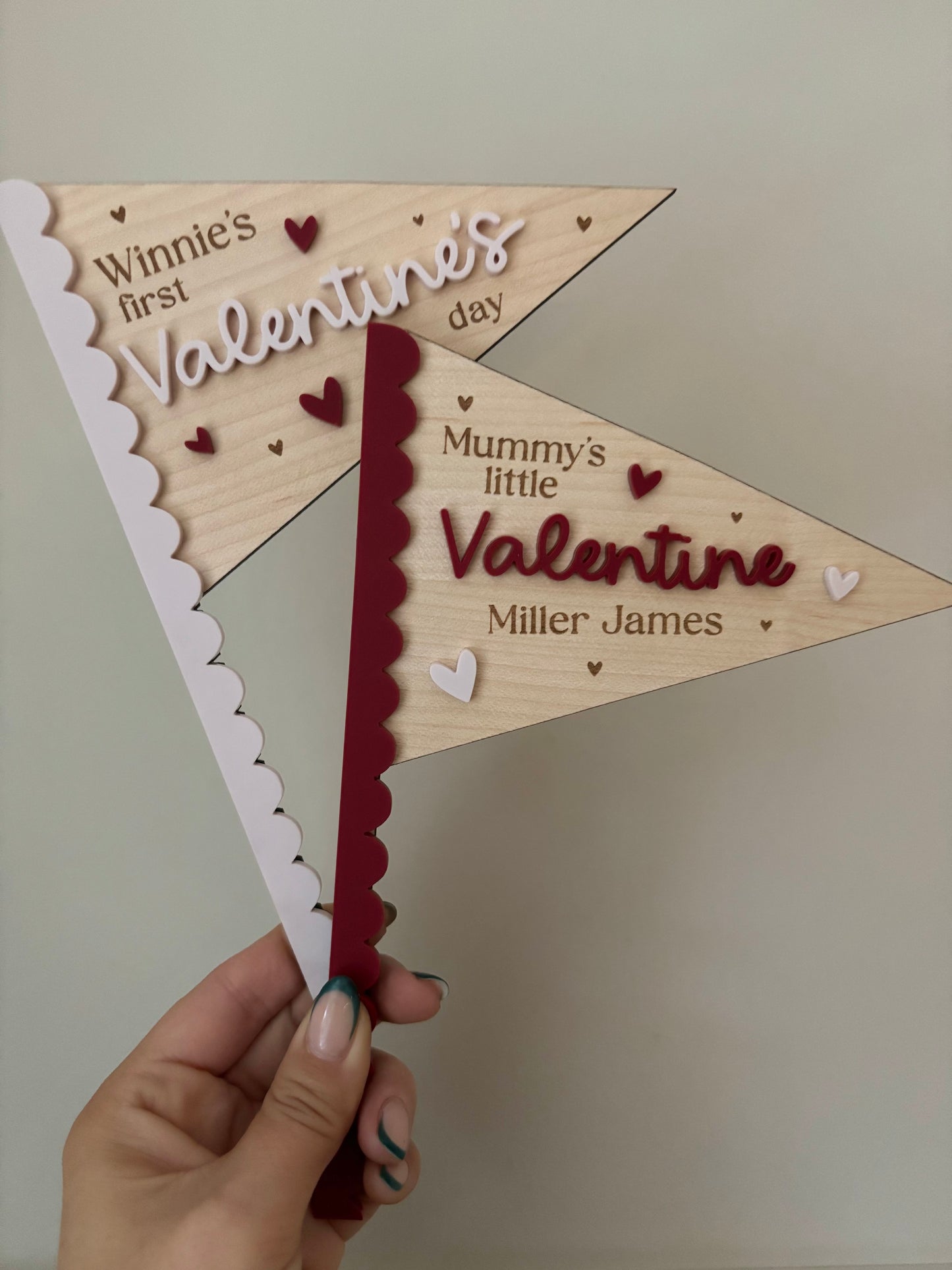 Valentines Personalised Mini Scallop Flag