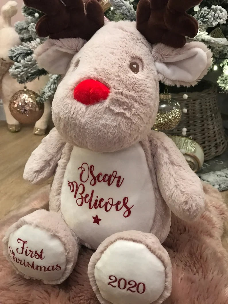 Personalised Rudolf the Reindeer Plush & Pjs Case - Believes