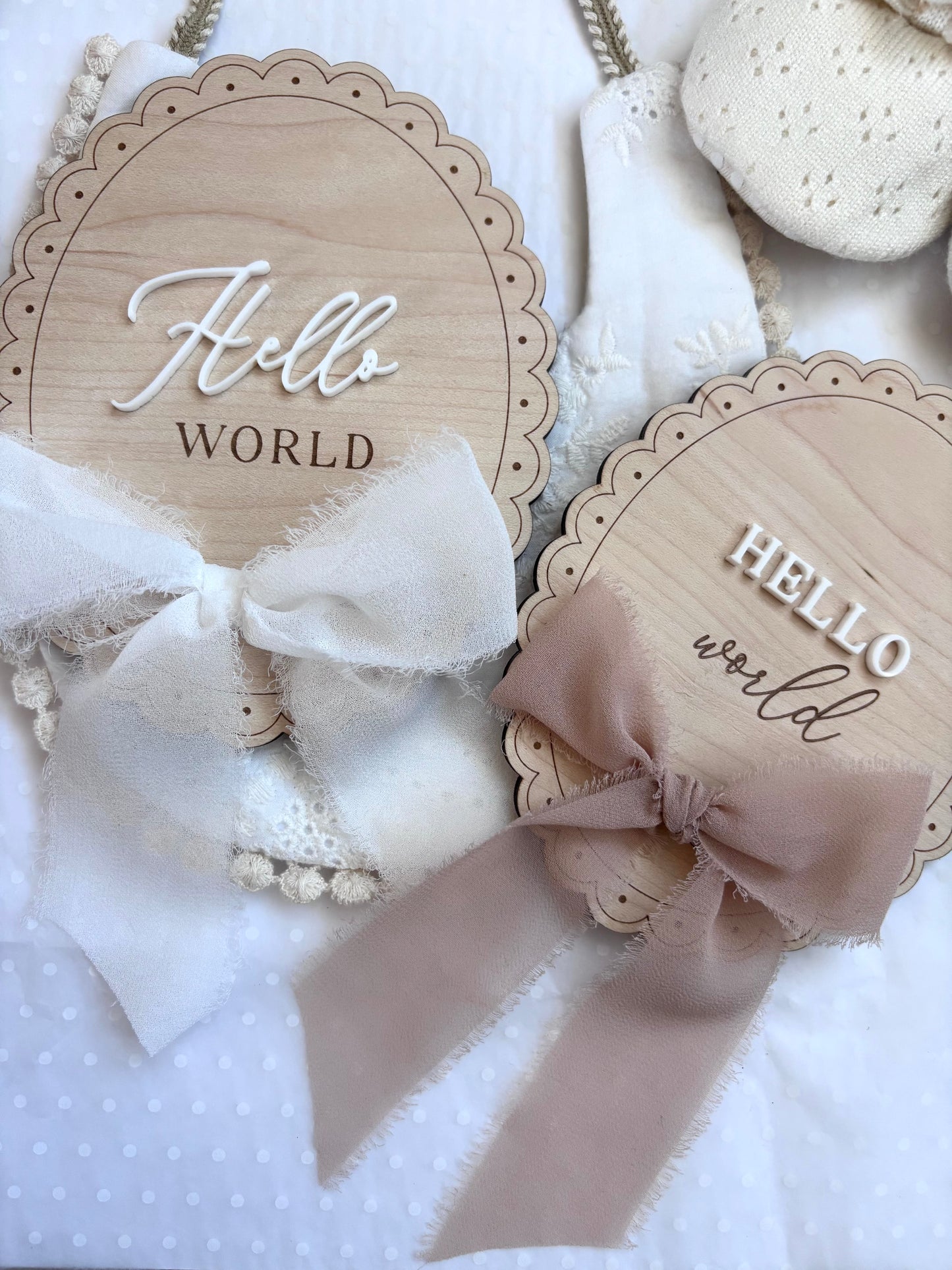 Hello World Wooden Birth Announcement Plaque