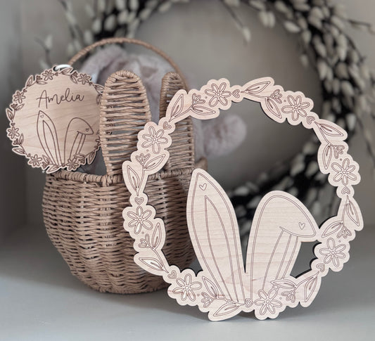 Easter Bunny Wooden Wreath