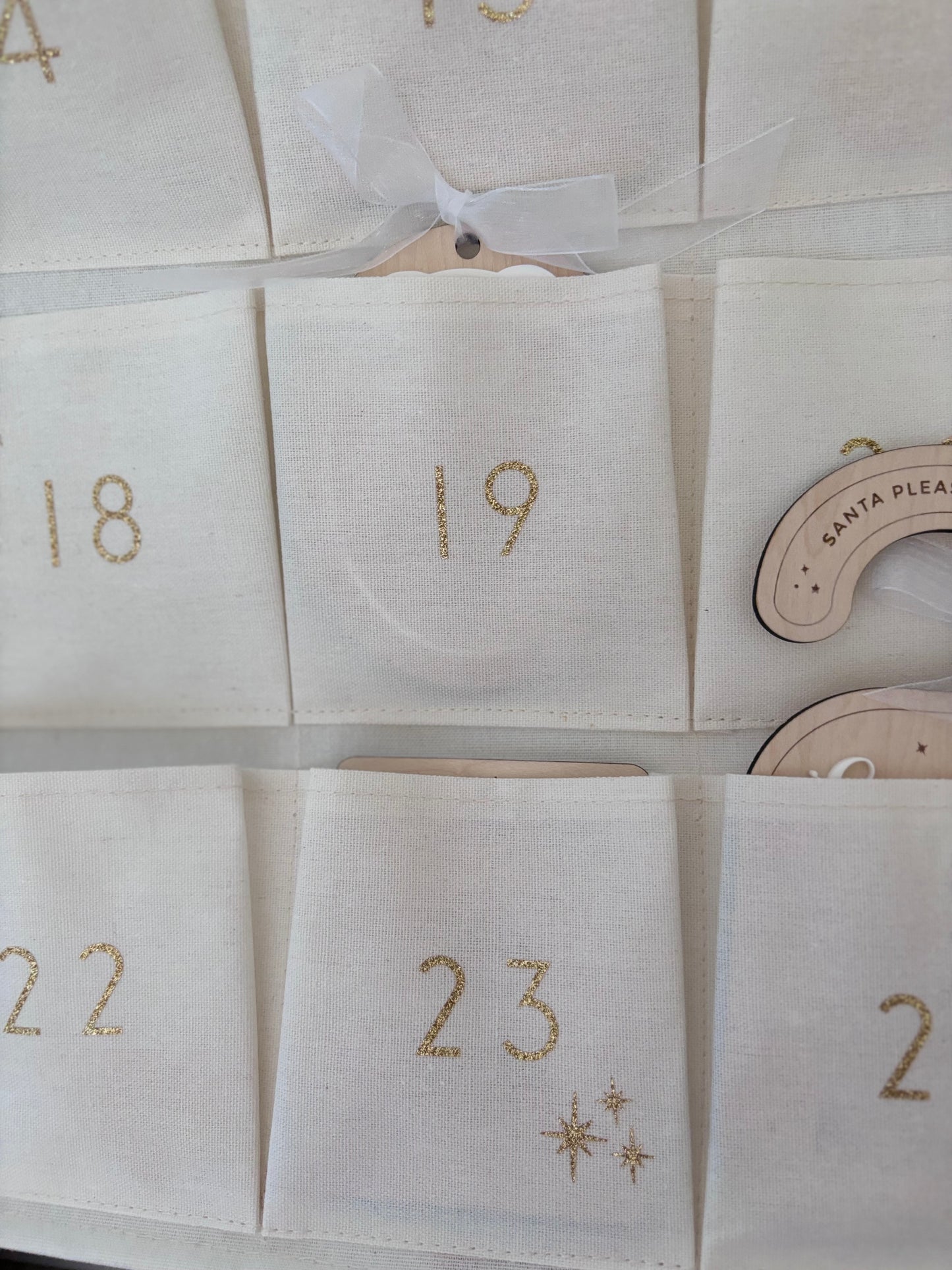 Personalised Fabric Advent Calendar - 24 Pockets - Glitter