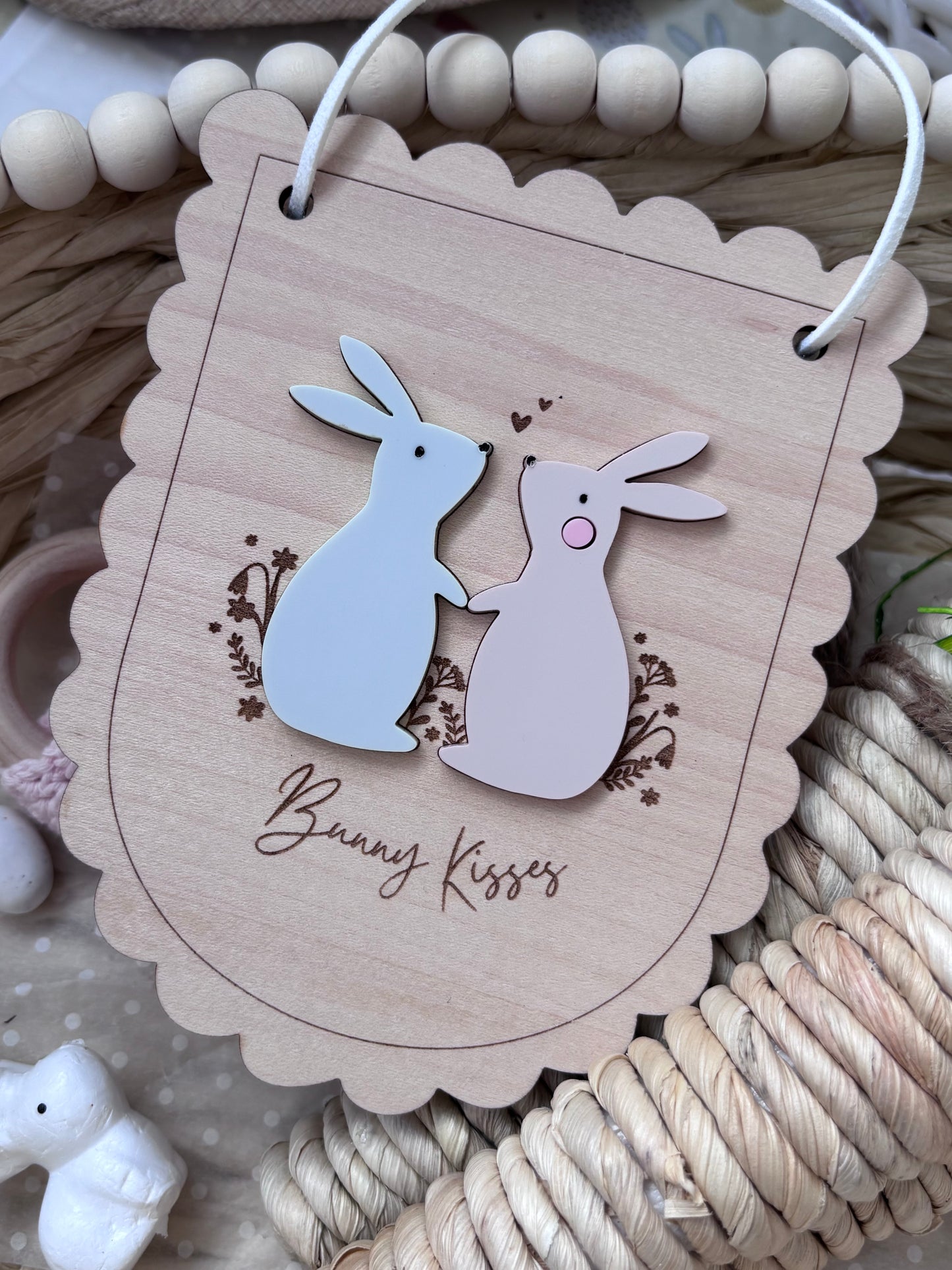 Easter Bunny Kisses Scallop Plaque