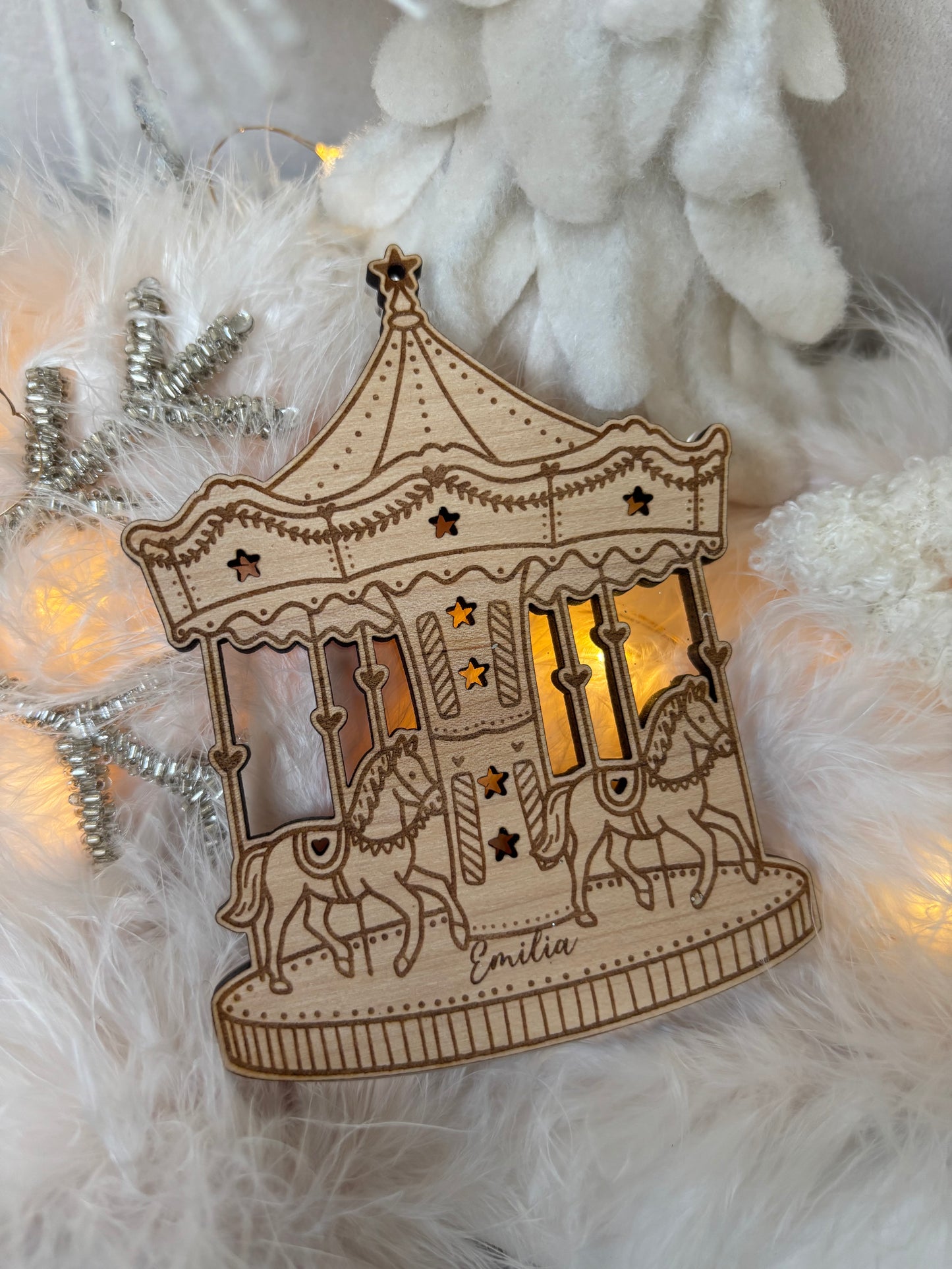 Carousel Wooden Tree Ornament