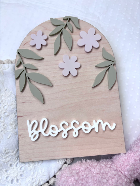 Blooom Floral Baby Name Announcement Plaque