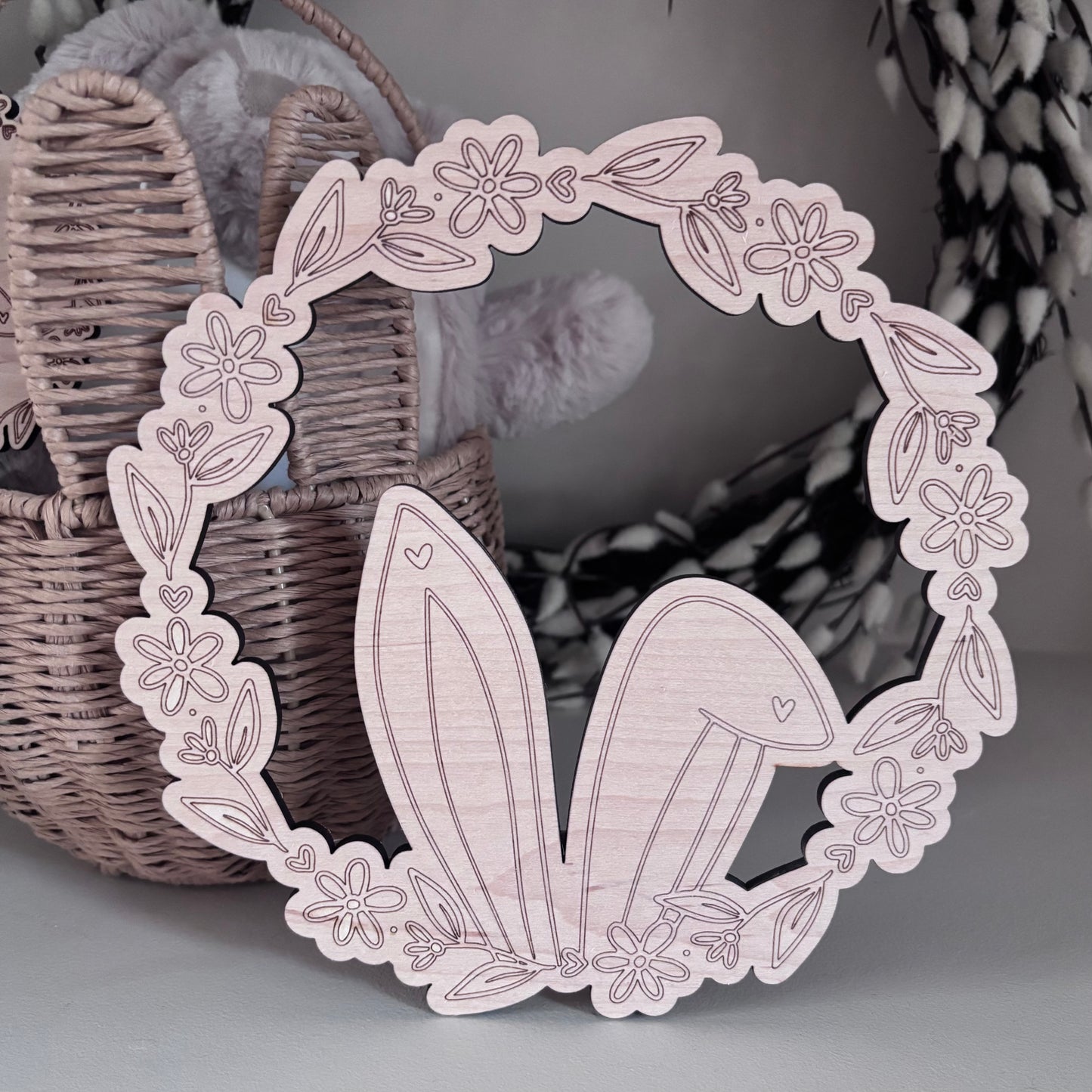 Easter Bunny Wooden Wreath