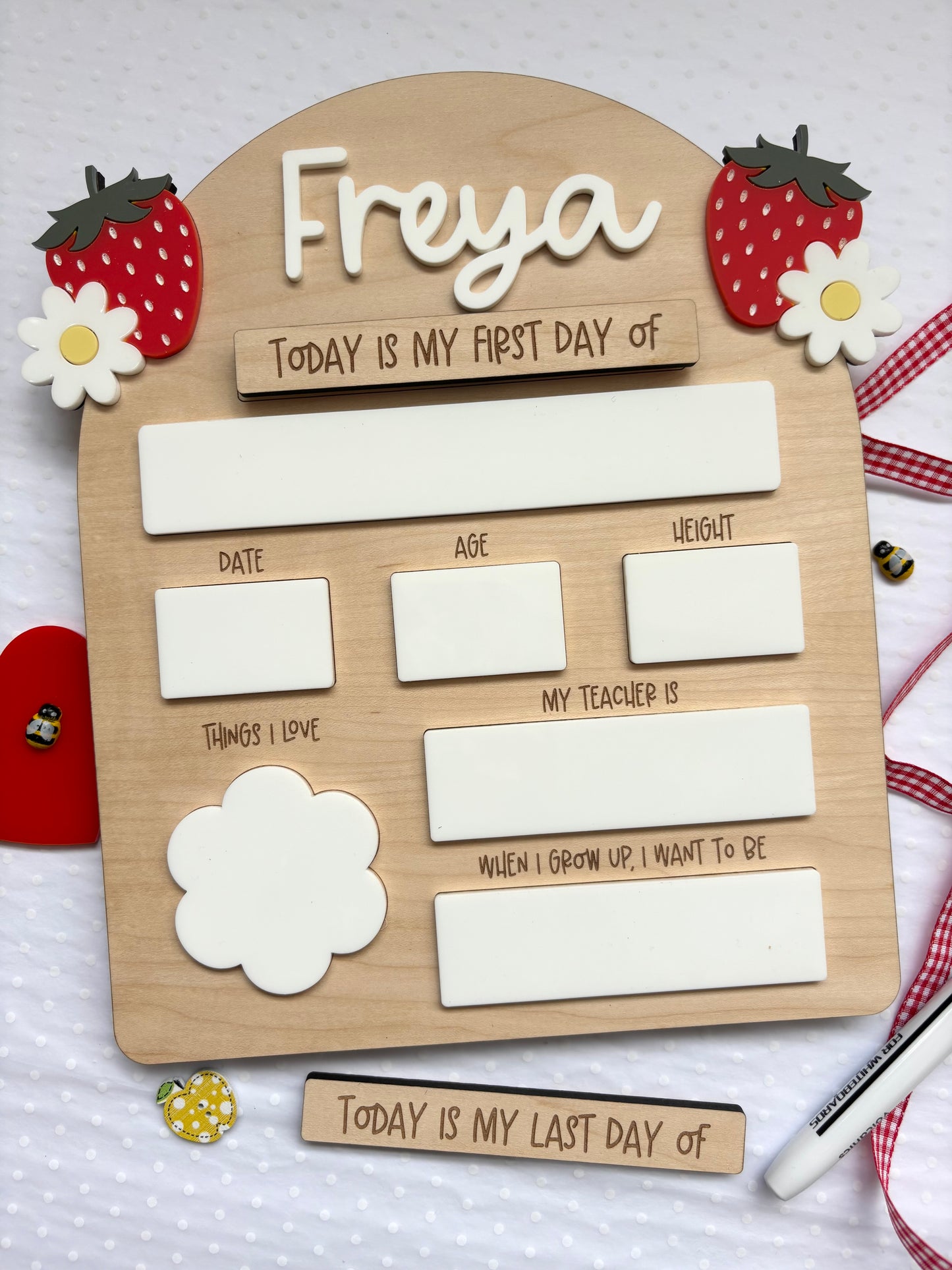 Personalised First Day of School Board - Strawberry Arch