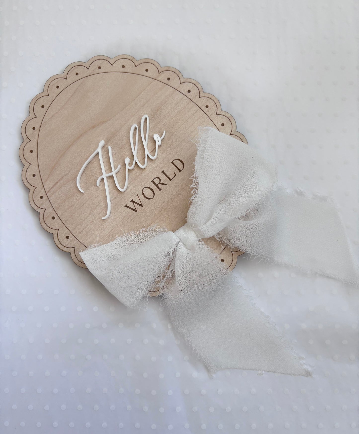 Hello World Wooden Birth Announcement Plaque