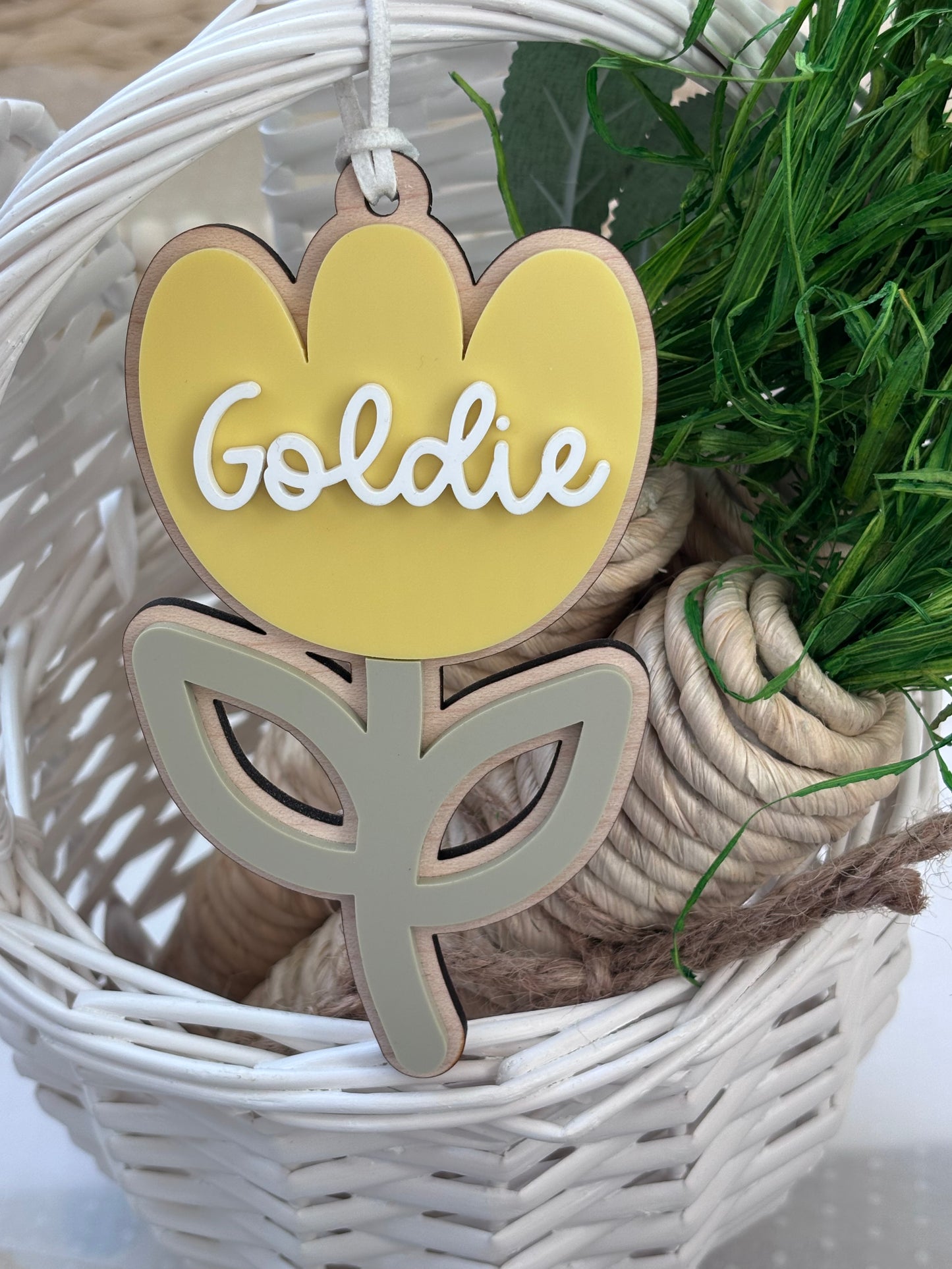 Tulip Flower Acrylic Easter Basket Tag