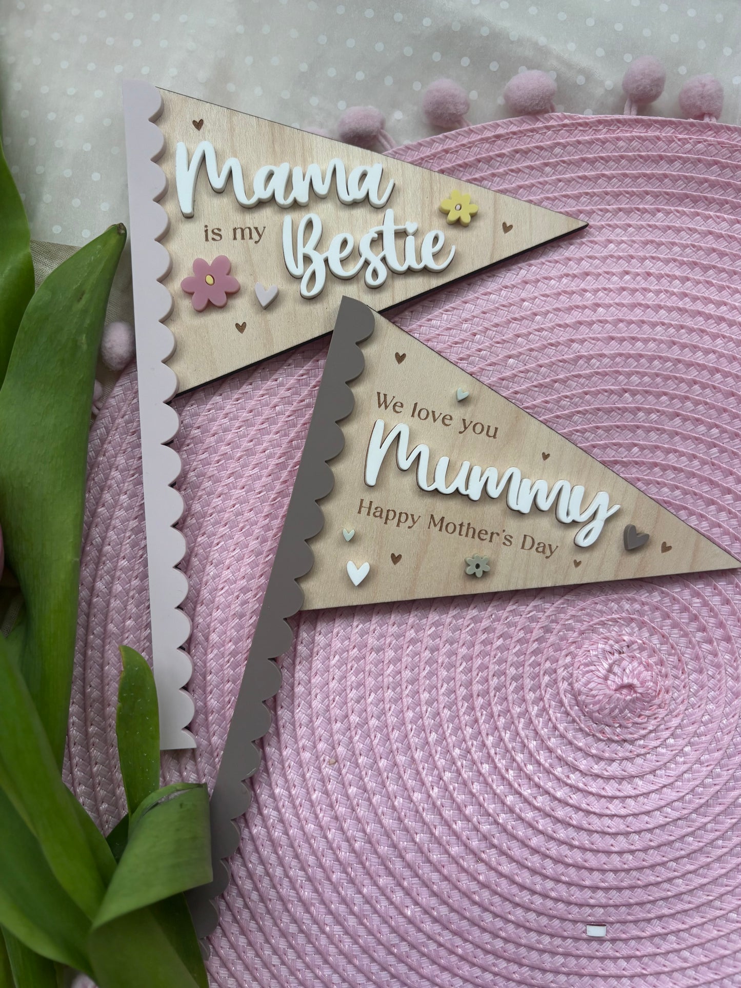 Mother’s Day Wooden Gift Flag - Mama is My Bestie - Happy Mother’s Day