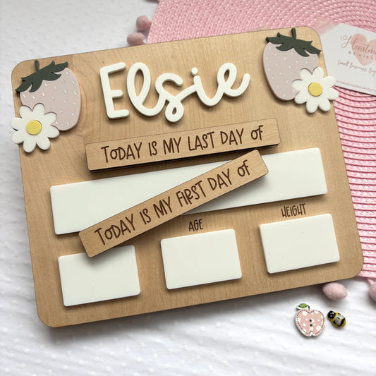 Personalised First Day of School Board - Strawberry Rectangle