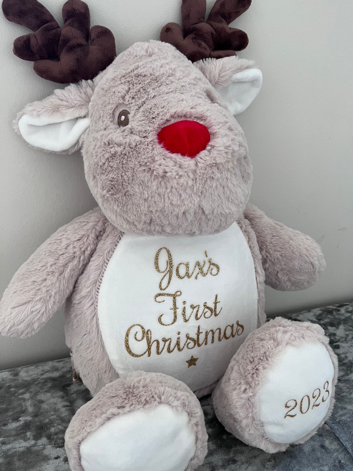 Personalised Rudolf the Reindeer Plush & Pjs Case - First Christmas