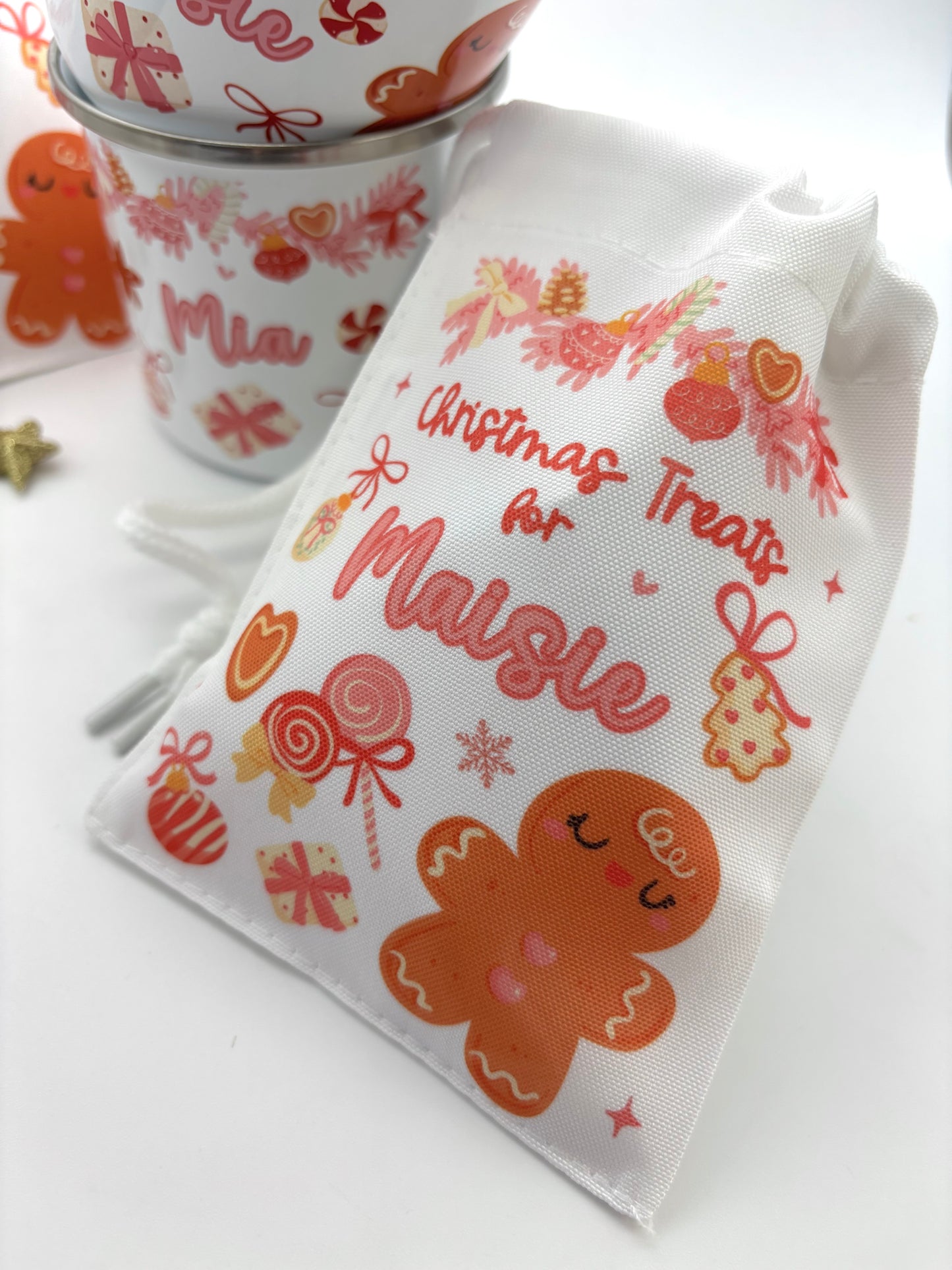Pink Gingerbread Christmas Mug & Treat bag