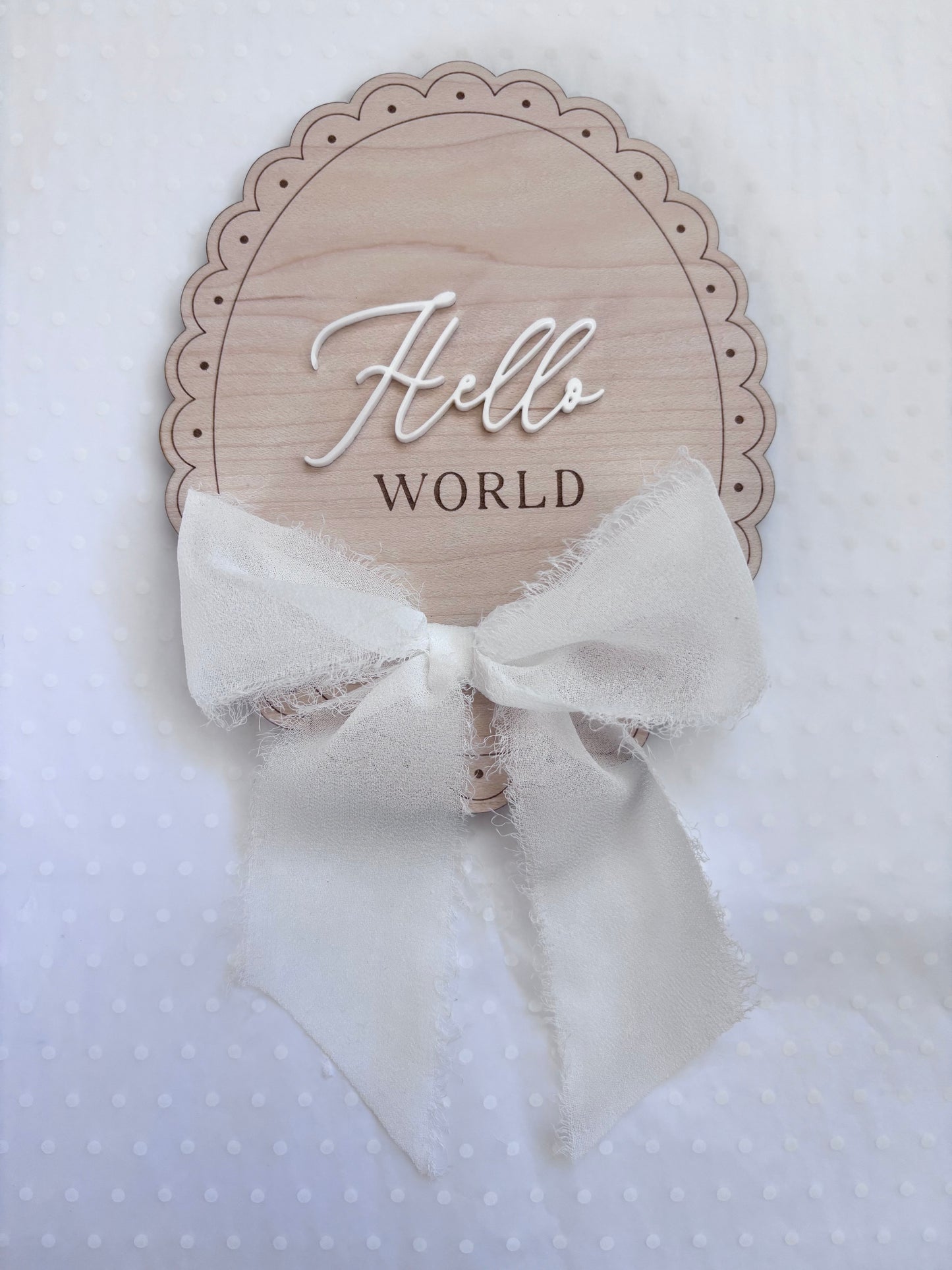 Hello World Wooden Birth Announcement Plaque