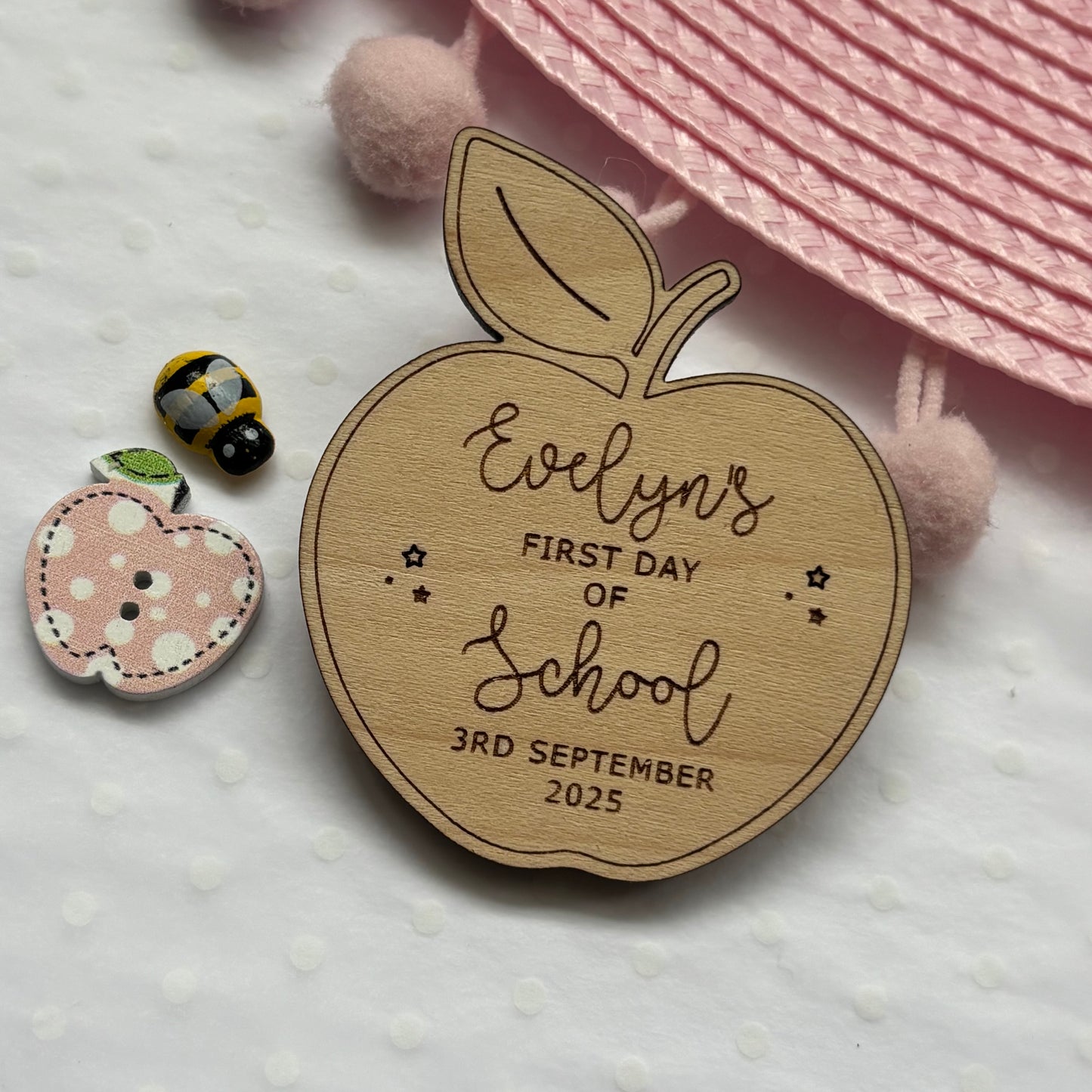 First Day of School Personalised Apple Badge