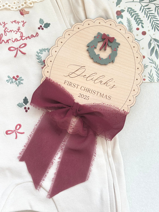 My First Christmas Personalised Plaque - Wreath