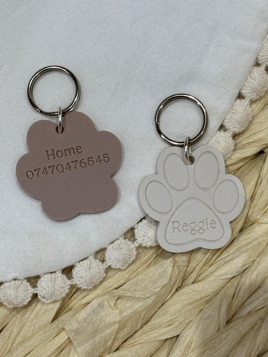 Paw Print Pet Tag - Personalised Acrylic Paw Tag