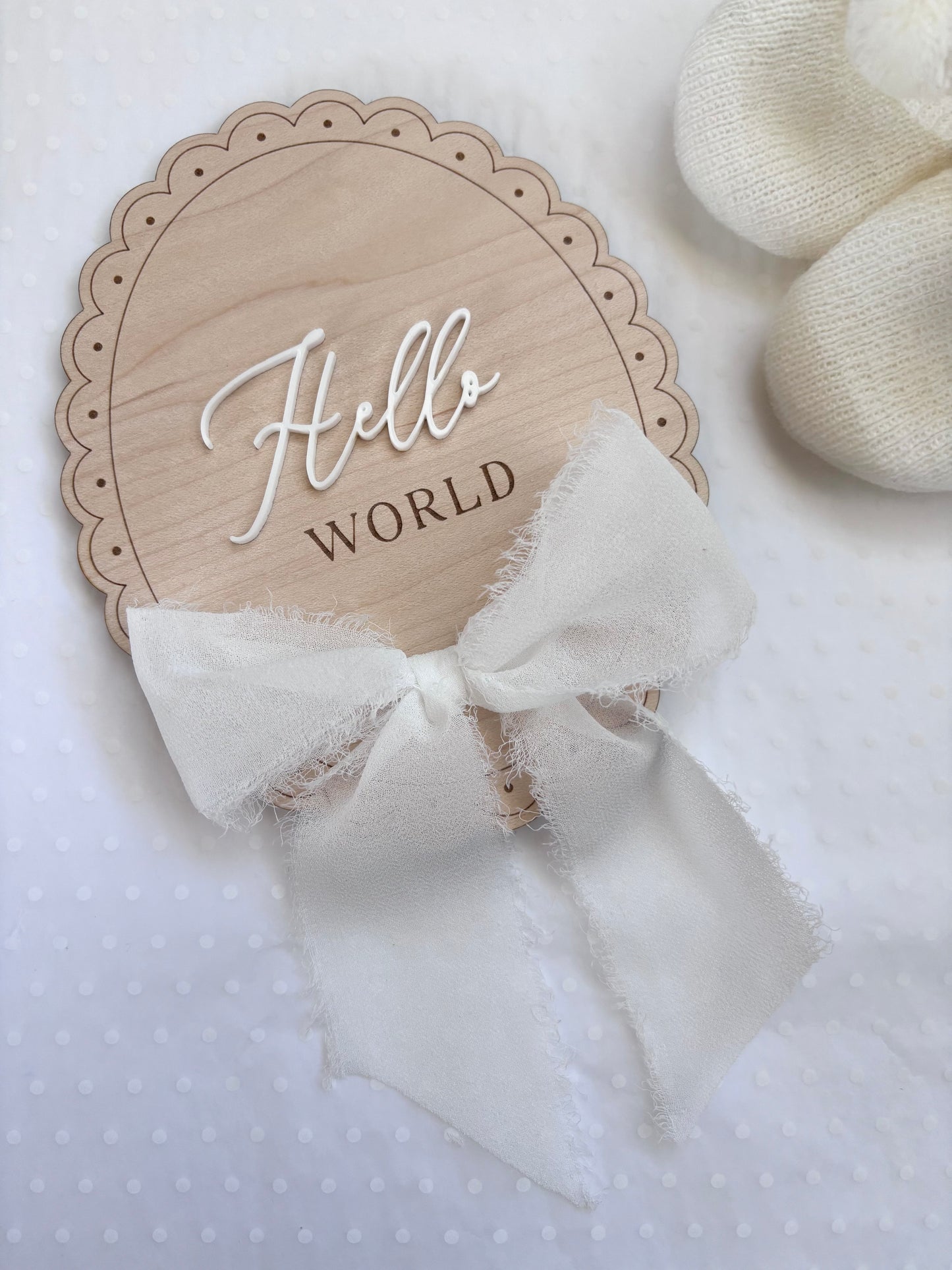 Hello World Wooden Birth Announcement Plaque