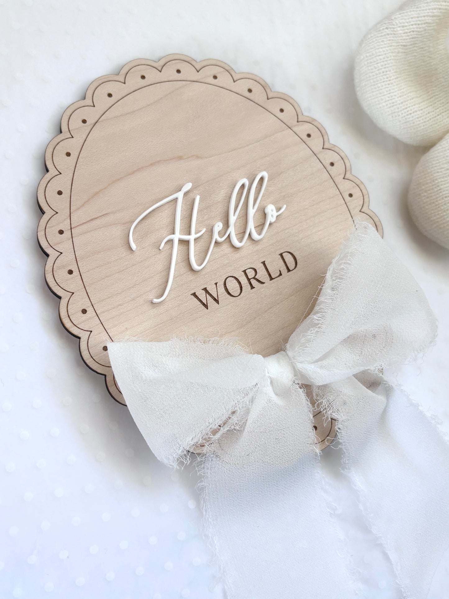 Hello World Wooden Birth Announcement Plaque