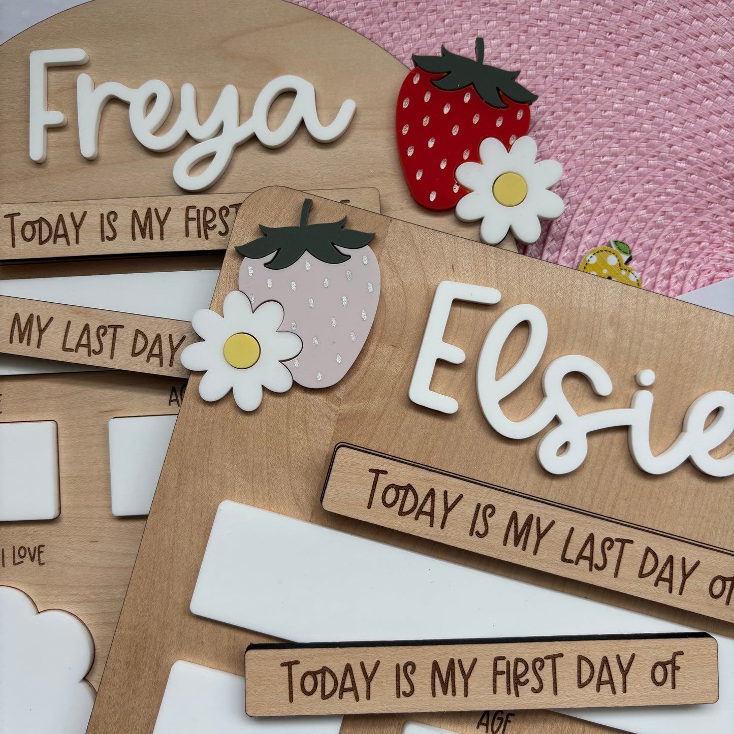 Personalised First Day of School Board - Strawberry Rectangle
