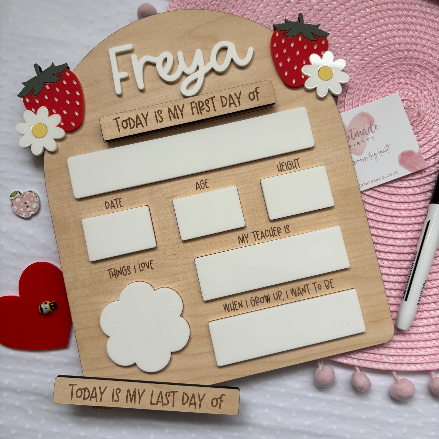 Personalised First Day of School Board - Strawberry Arch