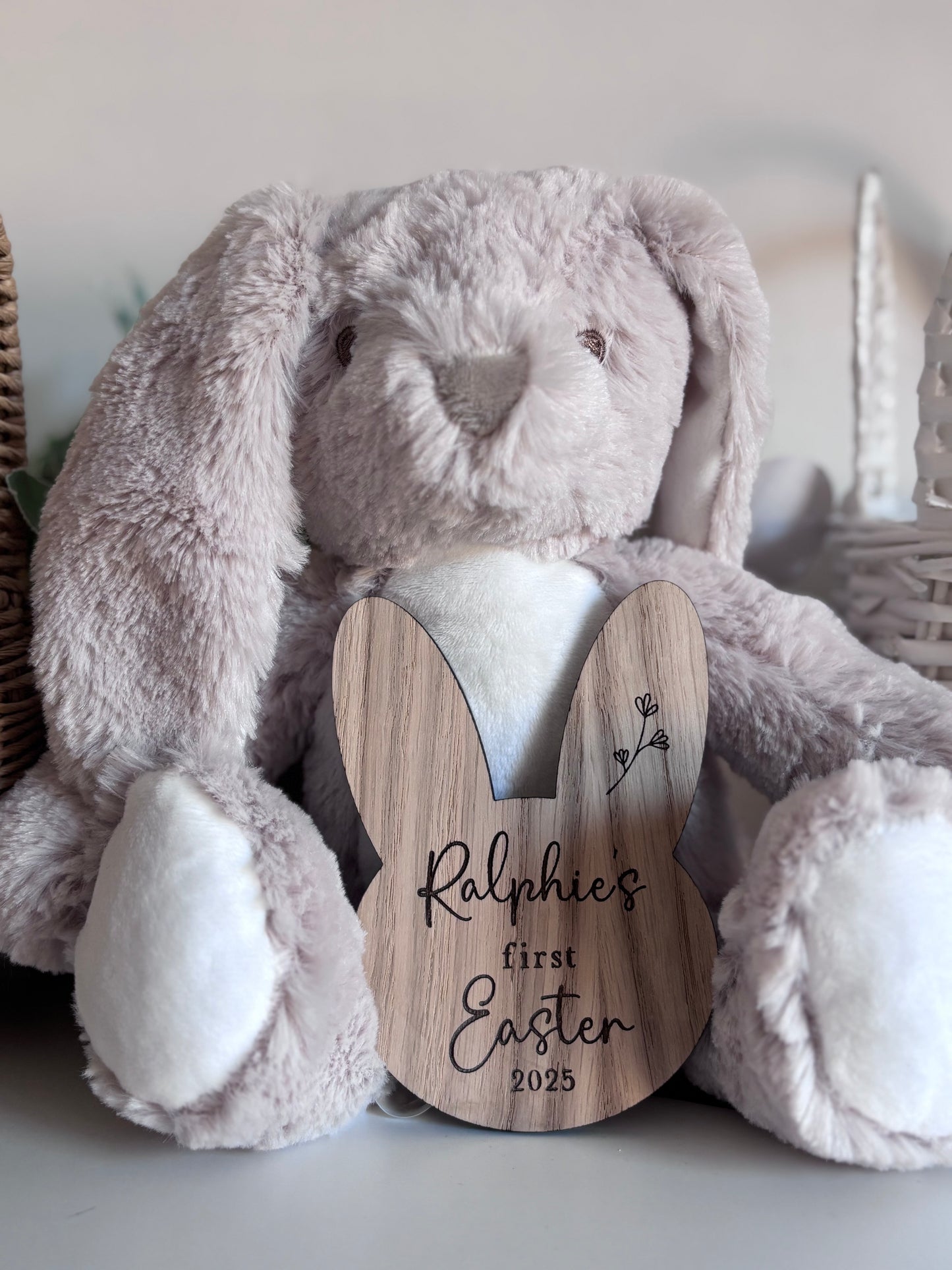 Easter Bunny Teddy & Plaque Set
