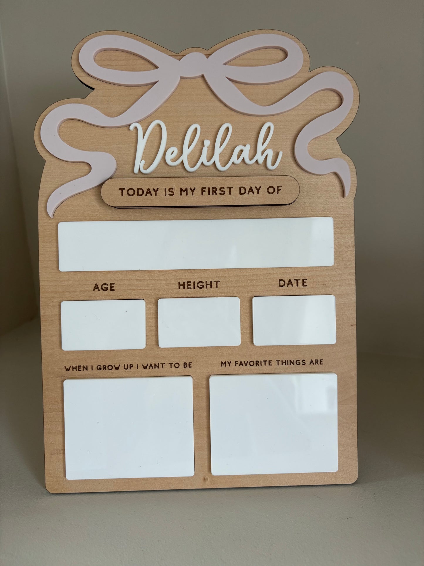 Personalised First Day of School Board - Bows