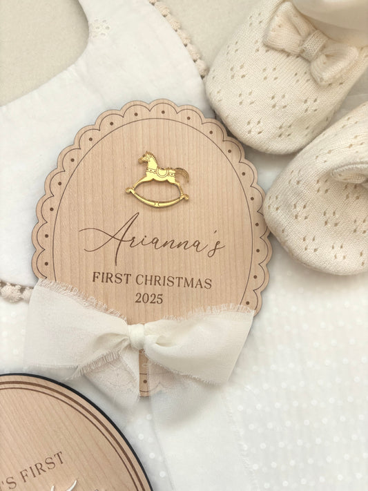 My First Christmas Personalised Plaque - Rocking Horse