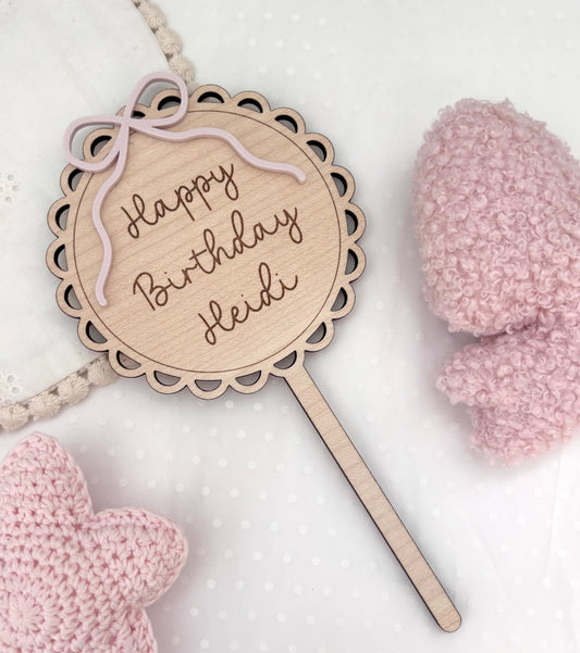 Personalised Wooden Cake Topper - Bow