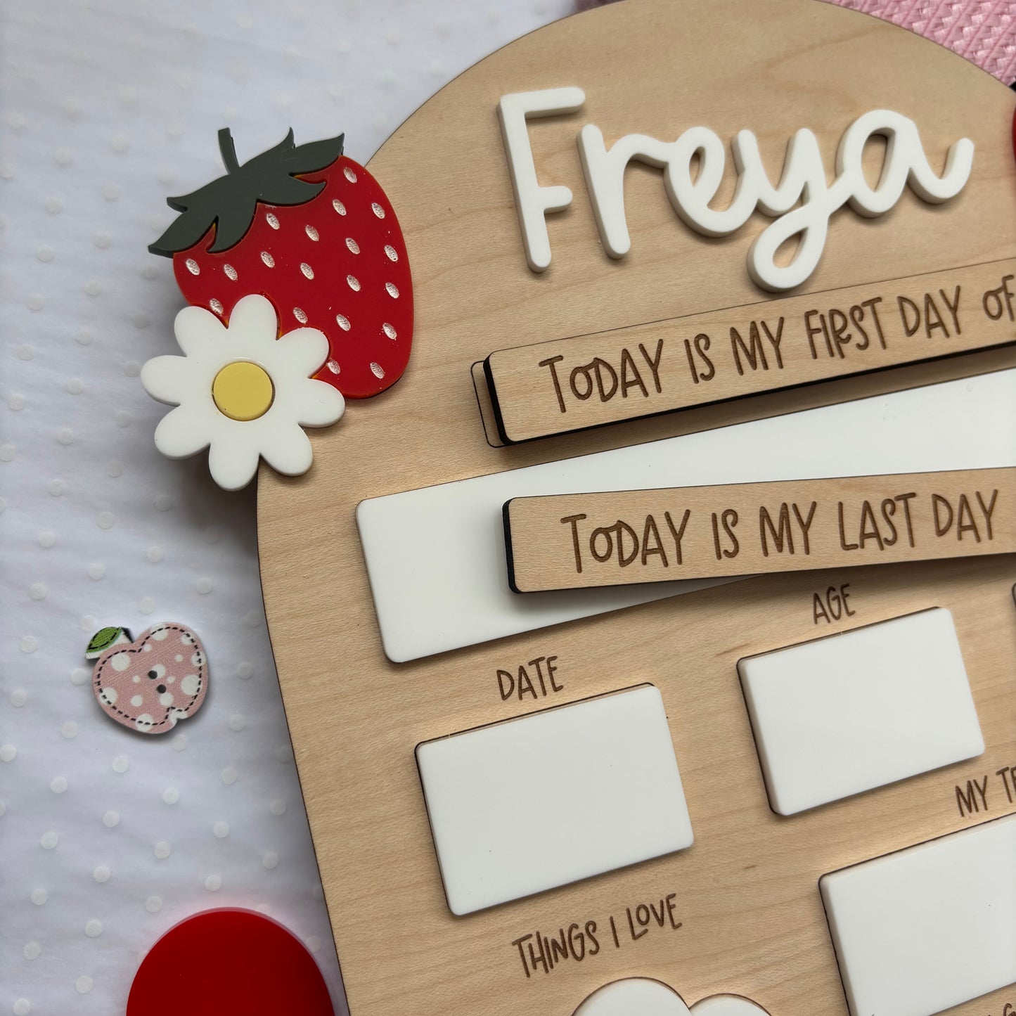 Personalised First Day of School Board - Strawberry Arch