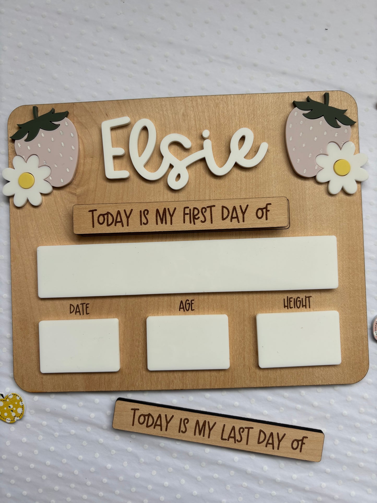 Personalised First Day of School Board - Strawberry Rectangle