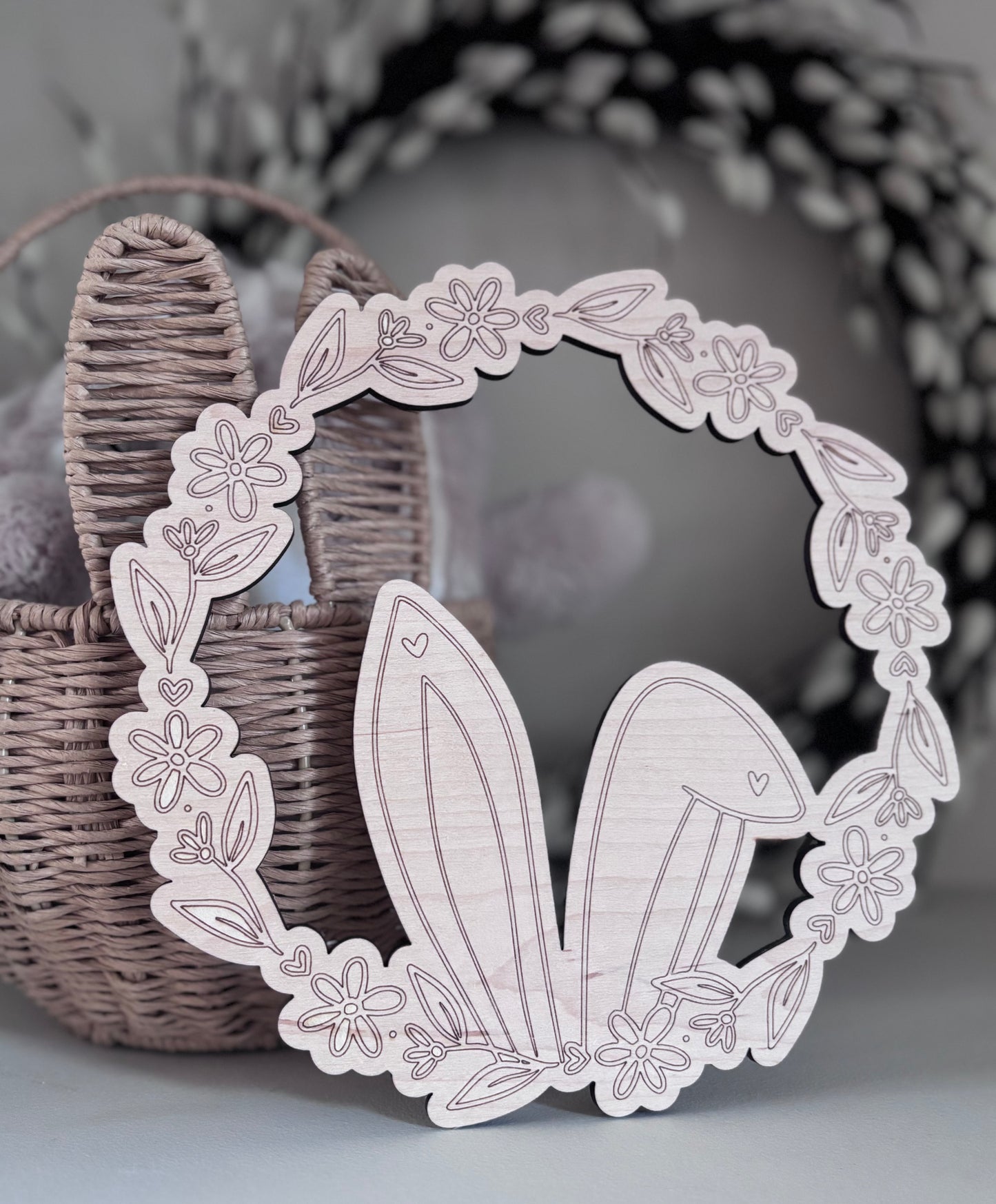 Easter Bunny Wooden Wreath
