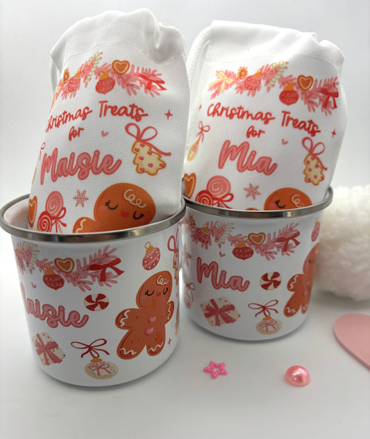 Pink Gingerbread Christmas Mug & Treat bag