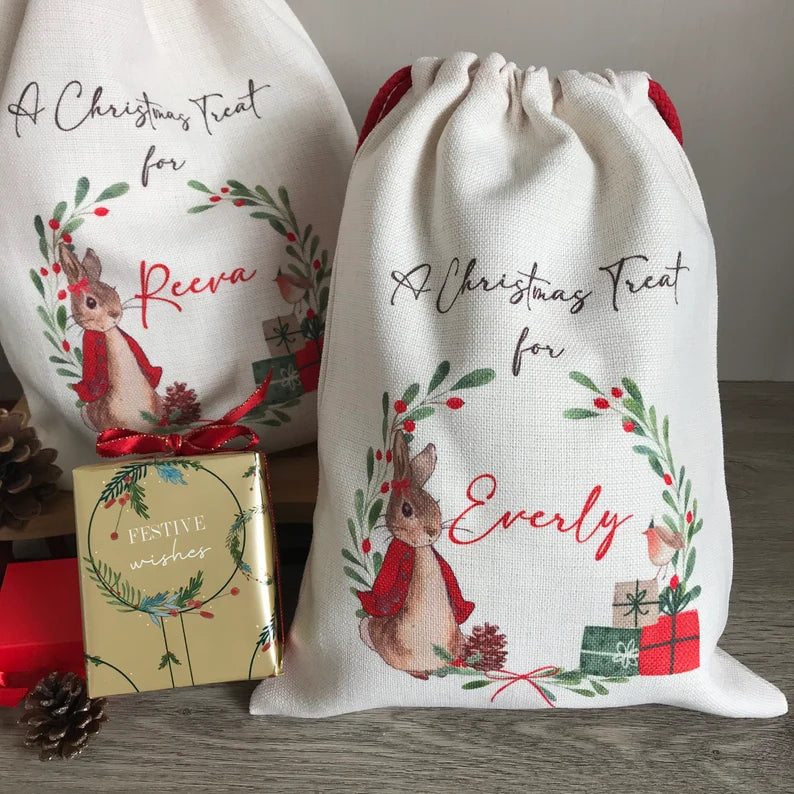 Red Bunny Christmas Sack