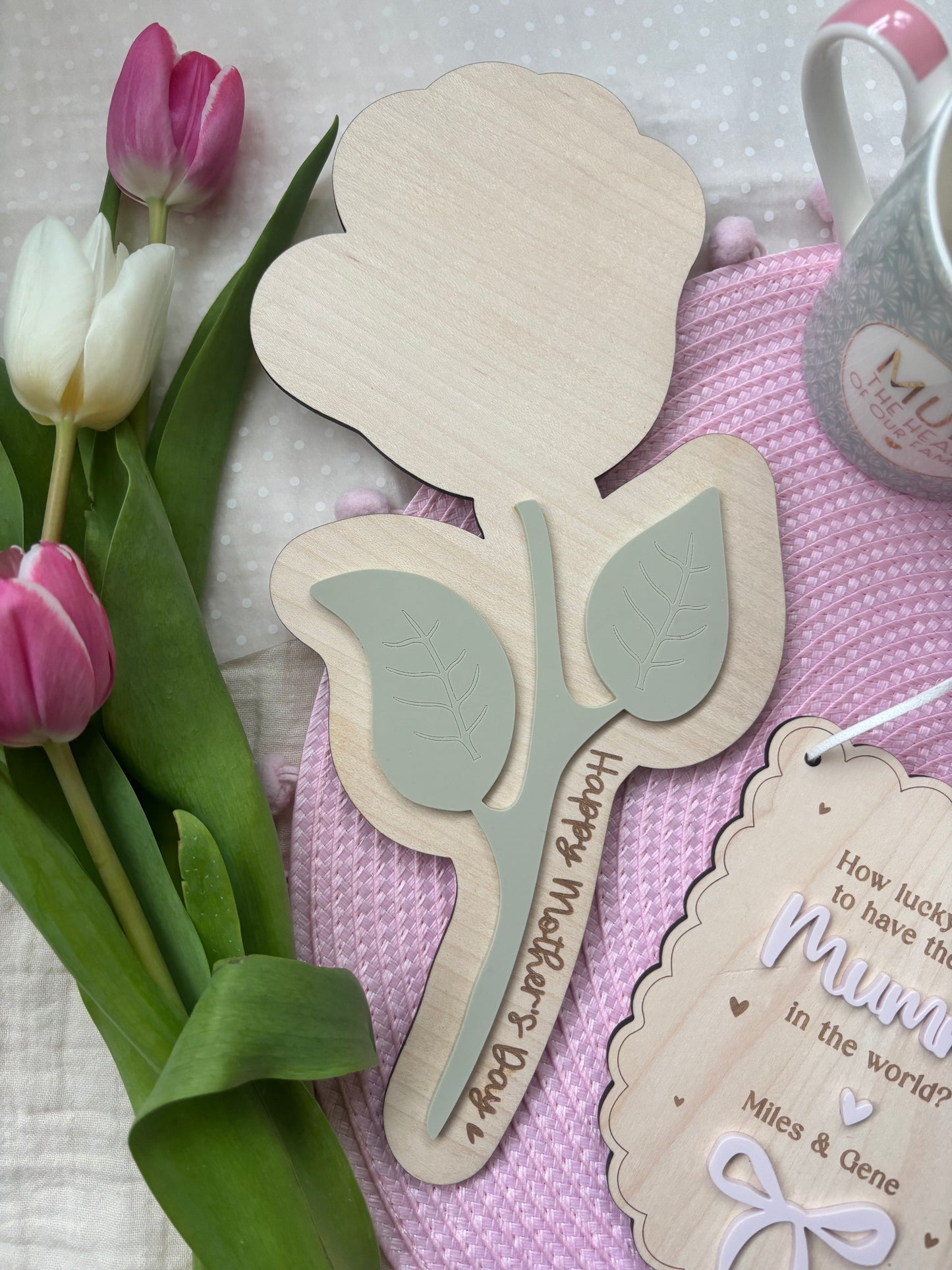 Mother's Day Gift Plaque - Best Mum in the World Personalised Gift Plaque Wood and Acrylic