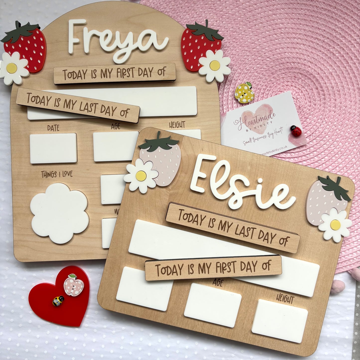Personalised First Day of School Board - Strawberry Rectangle