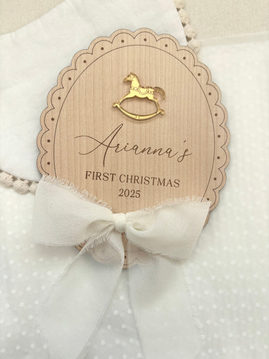 My First Christmas Personalised Plaque - Rocking Horse