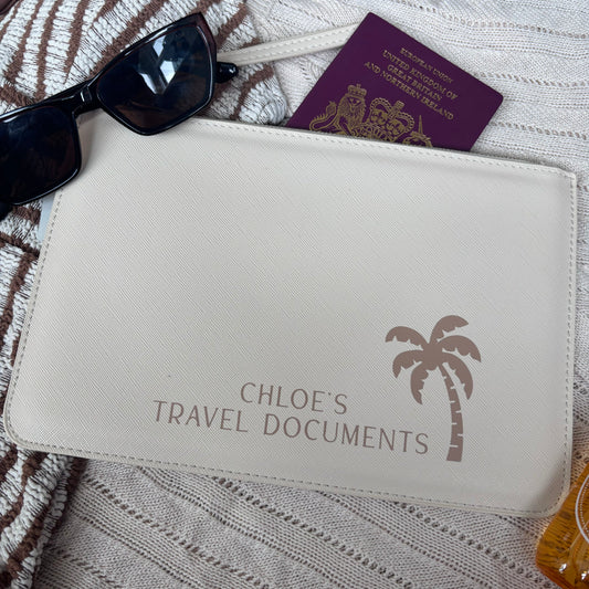 Luxury Personalised Travel Wallet - Palm Tree