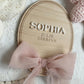 Personalised Baby Name Oval Plaque with Acrylic Name & Chiffon Ribbon