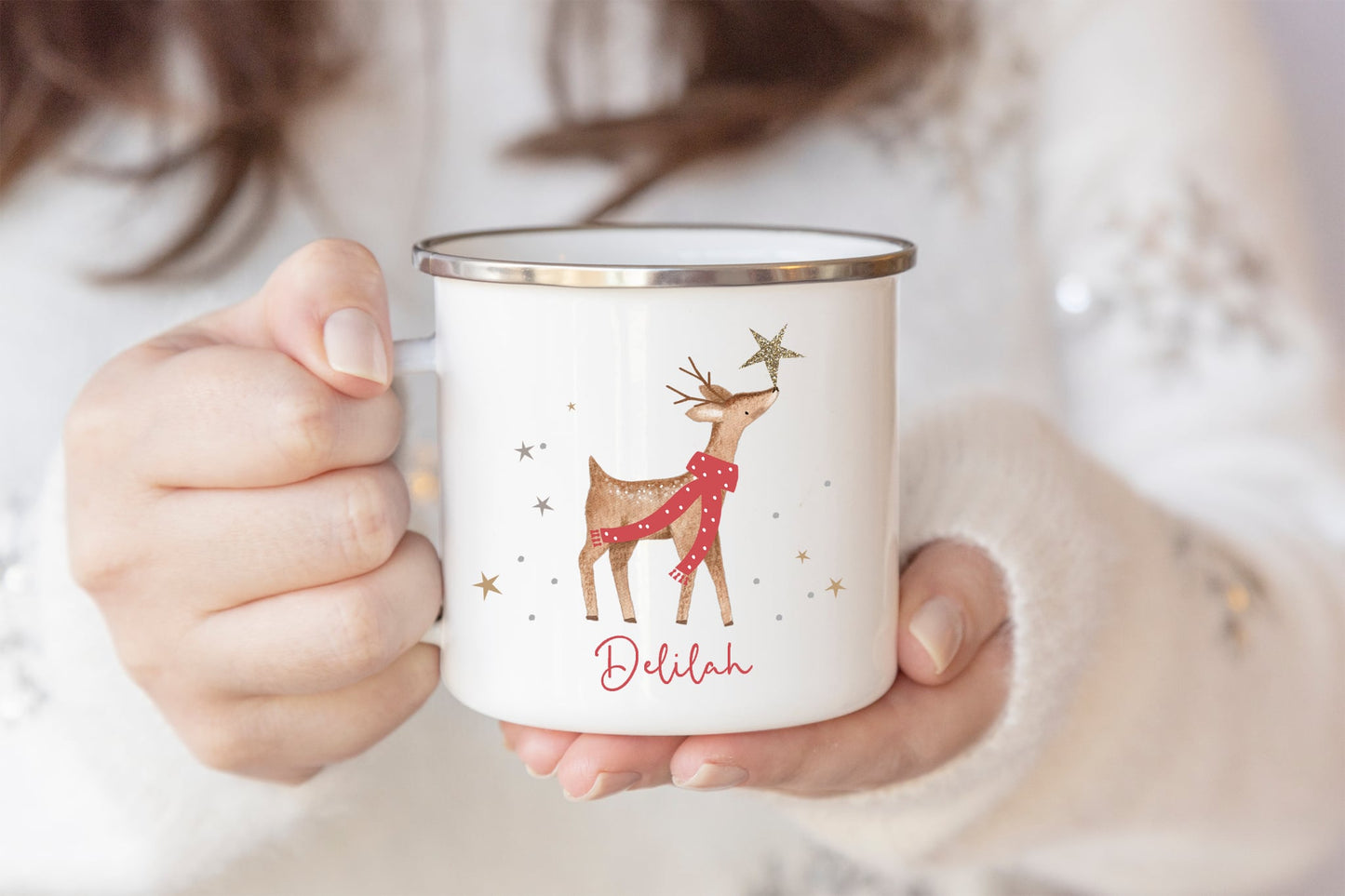 Personalised Reindeer Mug & Treat Bag