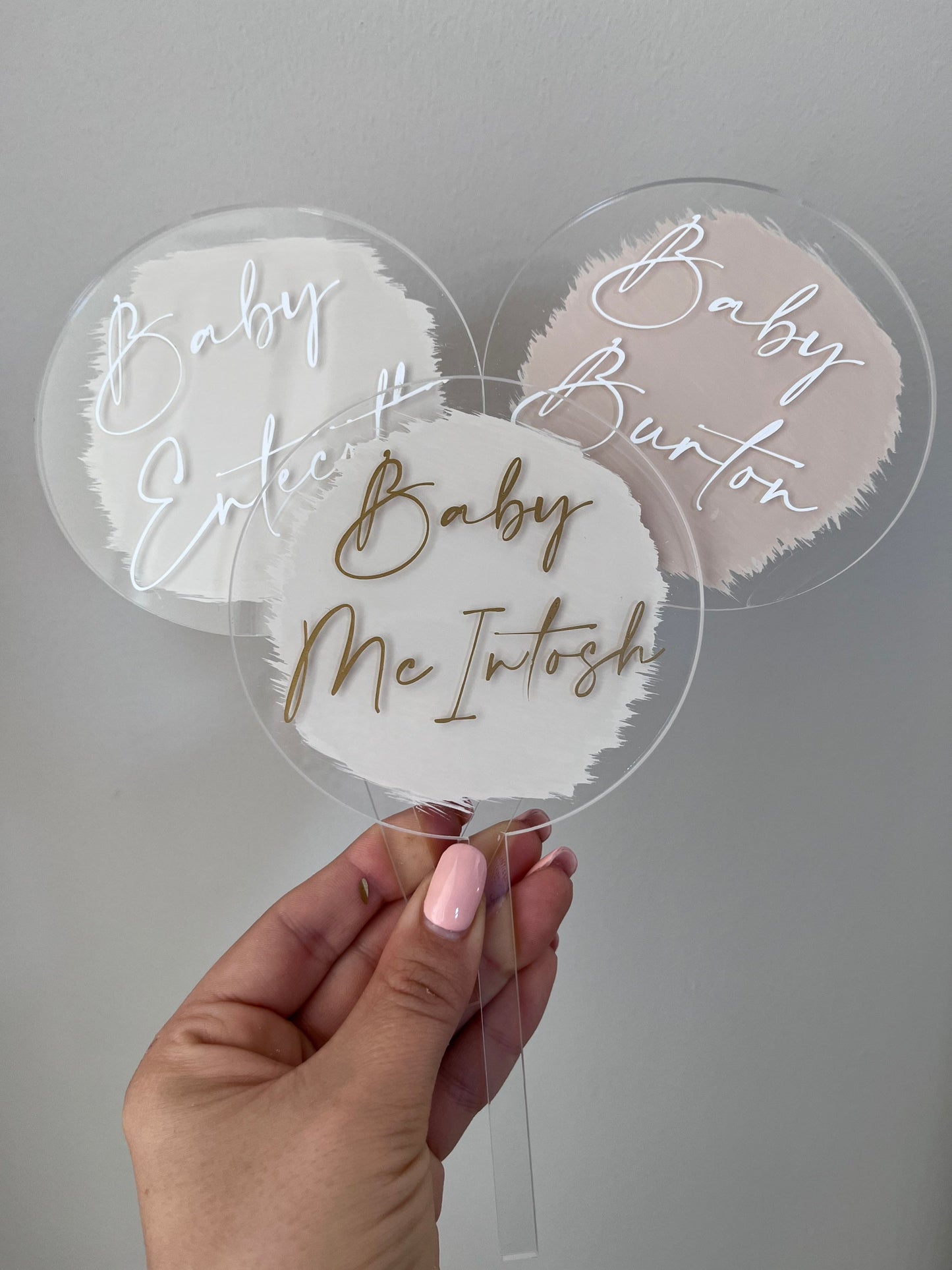 Personalised Baby Shower Swatch Acrylic Cake Topper