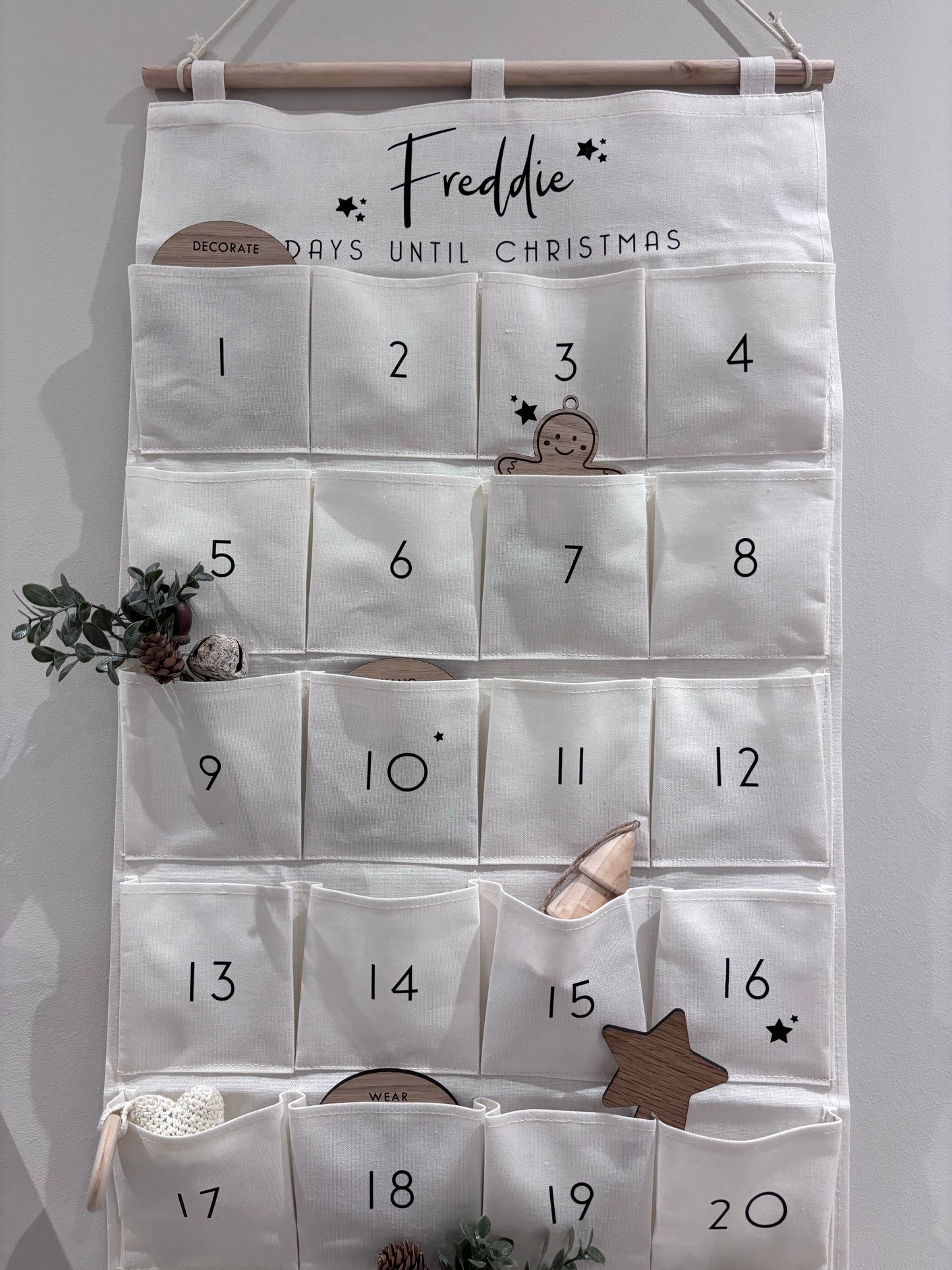 Personalised Fabric Advent Calendar - 24 Pockets