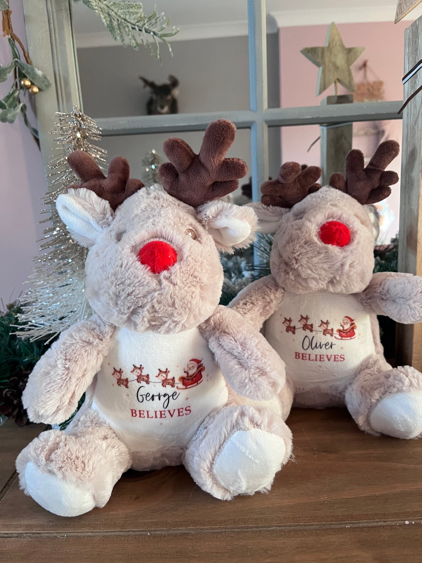 Personalised Rudolf Plush - Santa sleigh