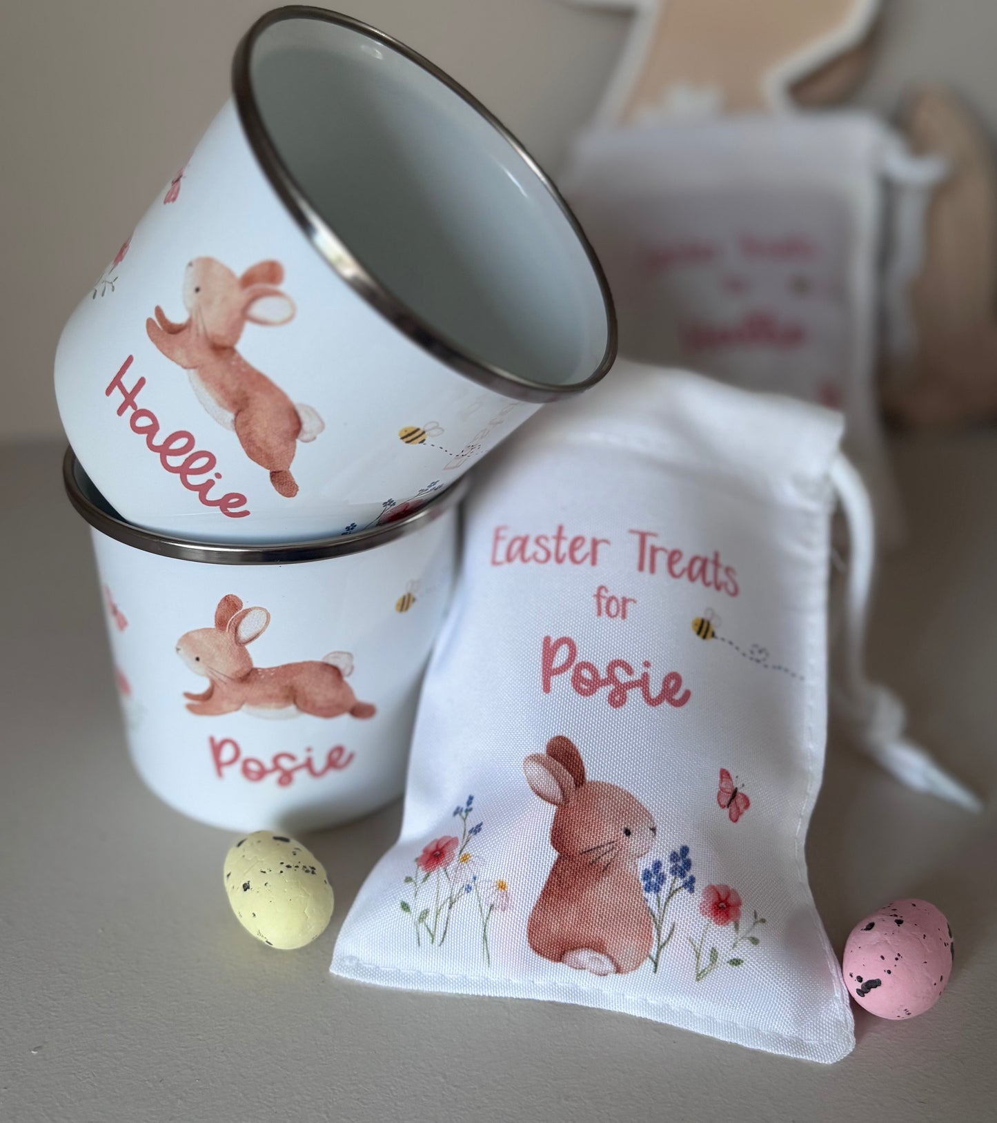 Personalised Easter Bunny Mug & Treat bag - Meadow
