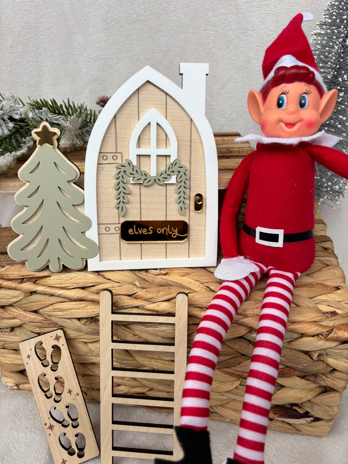 Personalised Magic Elf Door Christmas Shelf Sitter