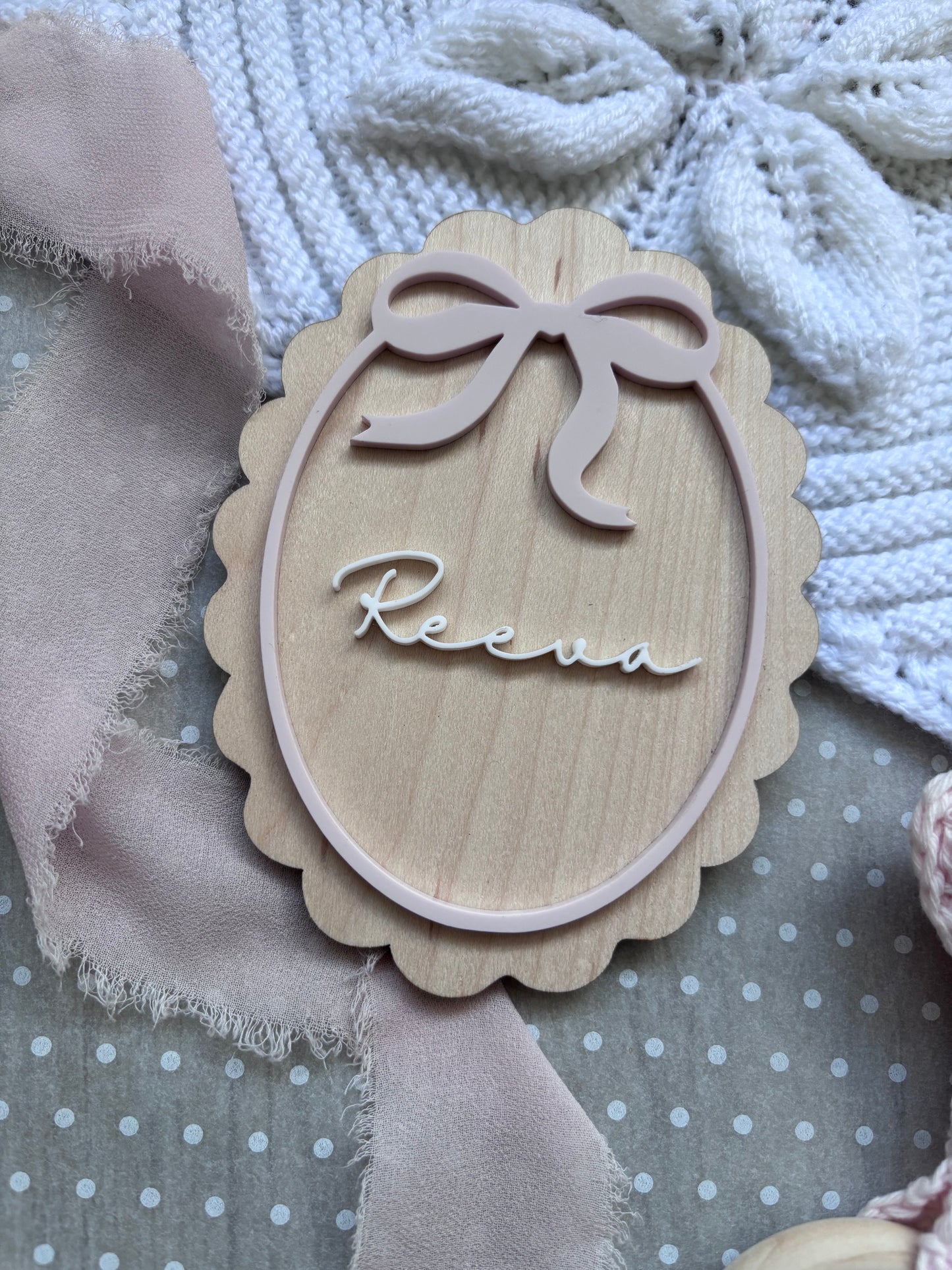 Bow Frame Name Announcement Plaque