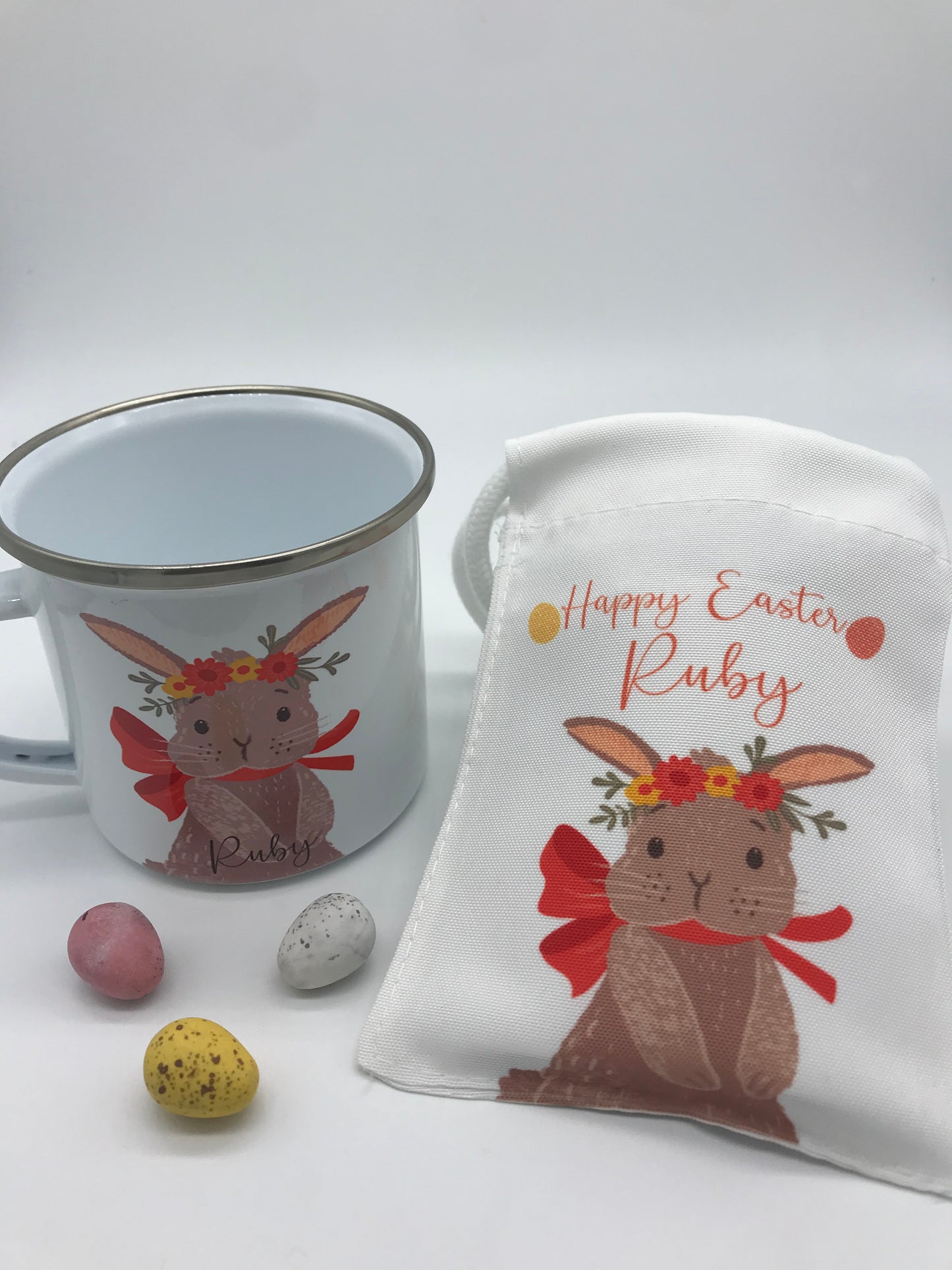 Personalised Easter Spring Bunny Mug & Treat bag