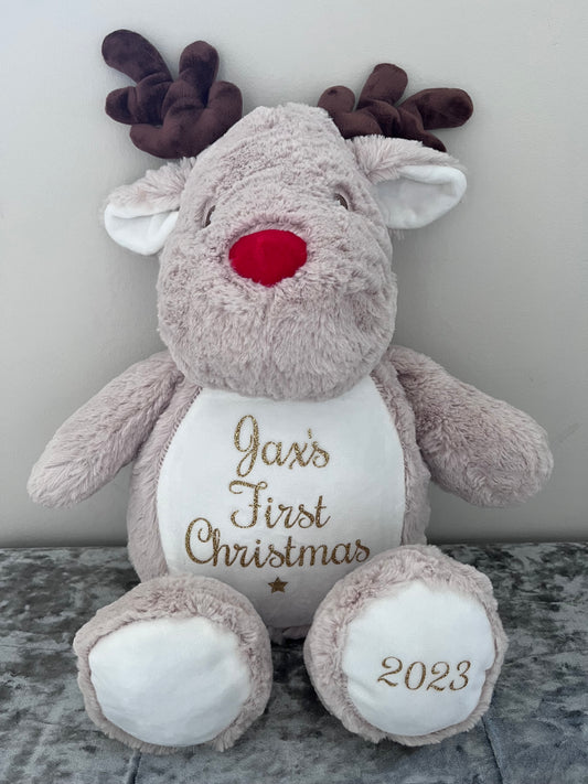 Personalised Rudolf the Reindeer  Plush & Pjs Case - First Christmas